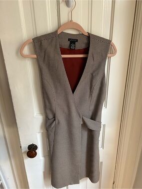The Limited Sleeveless Houndstooth V-Neck Wrap Dress in Brown